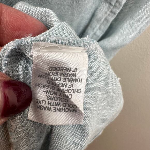 J. Jill Love Linen Dress Sleeveless Pockets Button Detail Aqua Medium Coastal - Picture 11 of 12